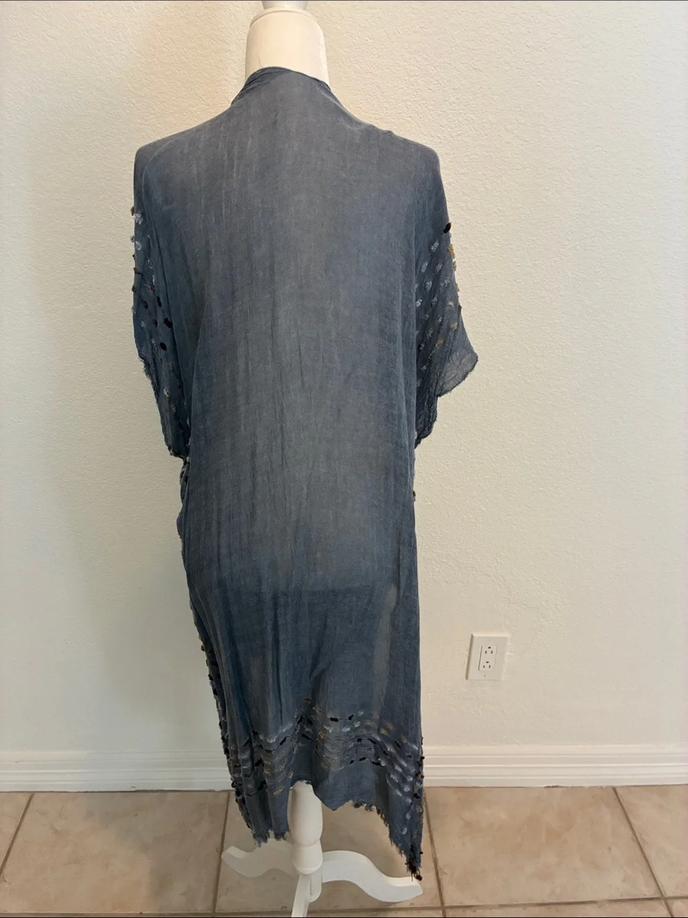 Lightweight Slate Blue Open-Front Wrap - Unbranded